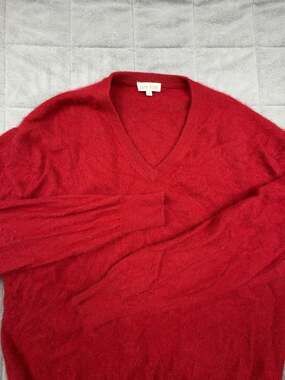 Lona Scott 100% Cashmere Red V-Neck Pullover Sweater Size L EU44